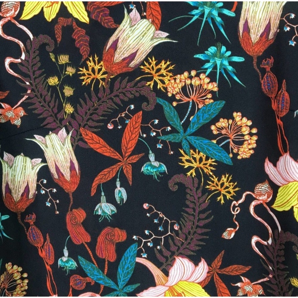 H&M multicolor botanical garden floral long sleeved‎ blouse Tunic Top Size 14 - Picture 2 of 12